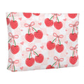 Ksriylm Cute Red Plaid Cherry Bow Knot Makeup Pouch for Women Small Make Up Check Cherries Bows Bag for Purse Zipper Initial Makeup Cosmetic Bags Pouches for Purse Aesthetic Travel Toiletry Bags