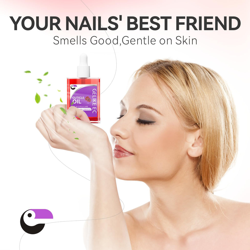 Gelike EC Nail Cuticle Oil - Rose Scent Organic Nail Moisturizing With Natural Jojoba Vitamin B & E for Nail Bed ＆ Damaged Nails Repair Treatment- Cuticle Cream for Nail Growth and Strength(15ml)