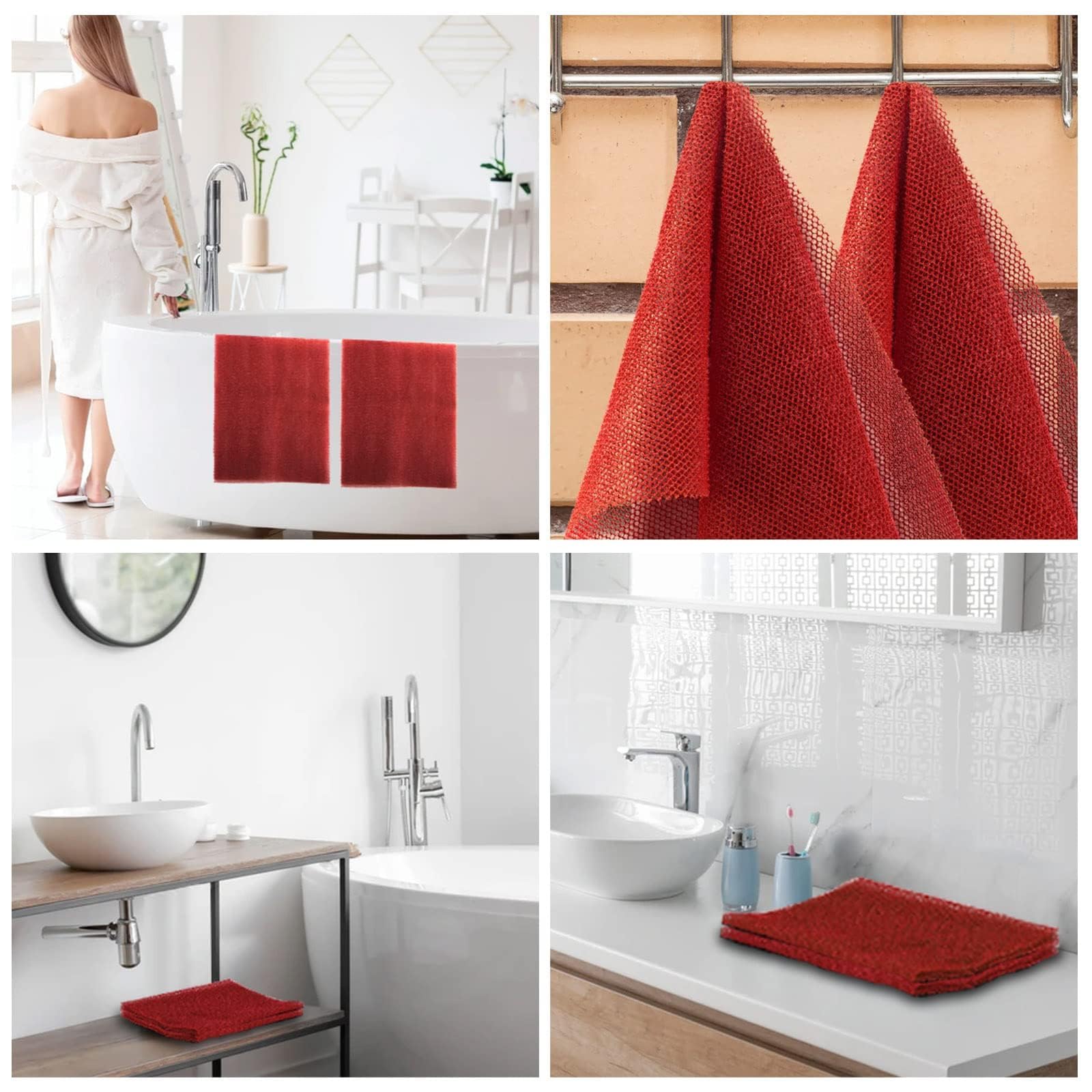 UJFQBH 2 Pieces African Bath Sponge African Net Long Net Bath Sponge Exfoliating Shower Body Scrubber Back Scrubber Skin Smoother,Great for Daily Use (Red)