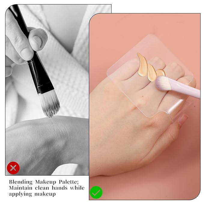 Handheld Makeup Mixing Palette, Acrylic Foundation Mixing Tray, Clear Nail Art Manicure Palette Eyeshadow Cosmetic Tray for Makeup Blending