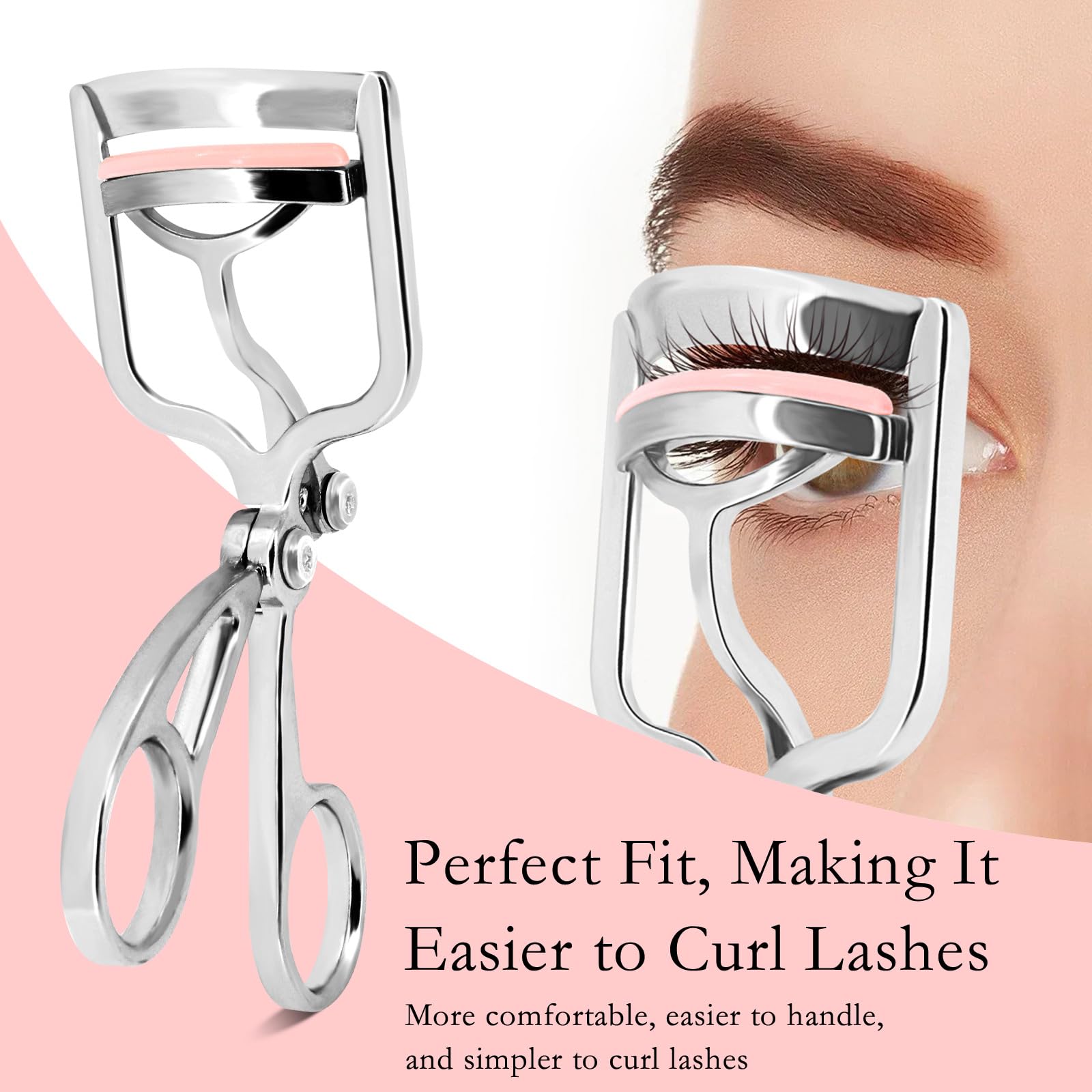 Luxurious Eyelash Curler, Professional Eyelash Curlers Long Lasting Lash Curl Eye Opening Voluminous Lashes Curler Heavy Duty, Zinc Alloy (Silver)