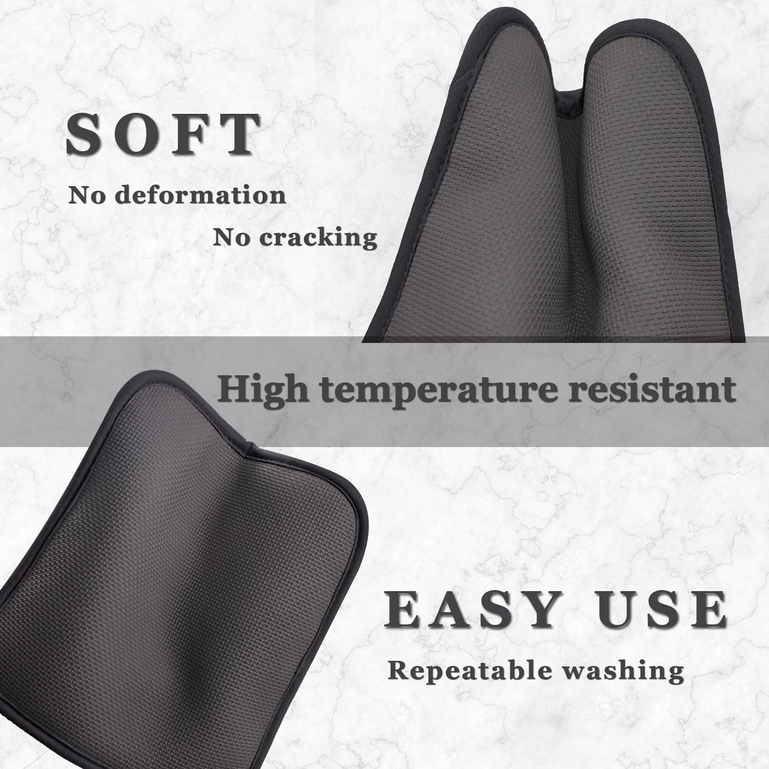 YEKOO 2Pcs Cotton and Neoprene Oven Pads Pot Holders with Pocket 8"x8.5" Dual-Function Hot Pad Set for Finger Hand Wrist Protection Heat Resistant to 428°F,Black