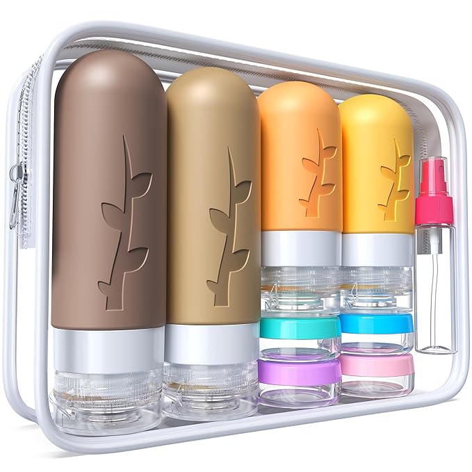 Tocelffe Travel Containers for Toiletries, 18pack TSA Approved Size Containers for Toiletries,travel bottles for Toiletries,travel Jars or Personal Essentials