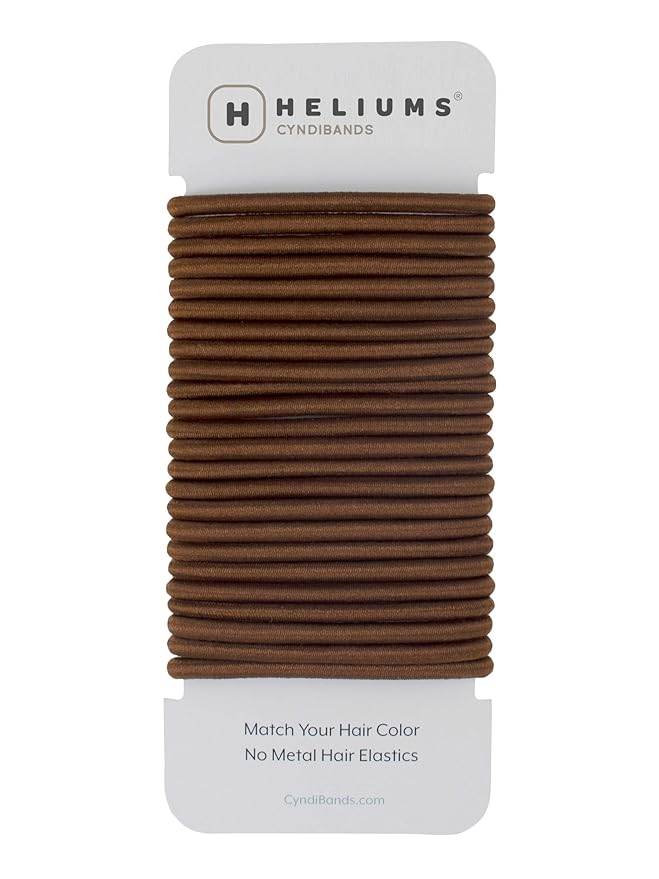 Cyndibands Elastic Hair Ties – Brown - No Damage 4mm Ponytail Holders for Women & Kids, 24-Pack Hair Elastics in Neutral Colors
