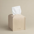 OLETHA Square Tissue Box Cover - Aesthetic Modern Farmhouse Decor for Room, Home & Office - Tissues Cube Boxes Holder - Canvas Grain, Greige