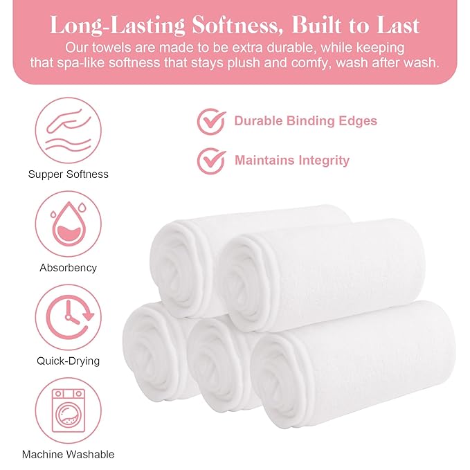 BREENHILL 6 Pack Facial Towels for Estheticians Soft, Spa Towels for Facial, Comfortable Extra Thick Massage Face Towels, Professional Esthetician Equipment