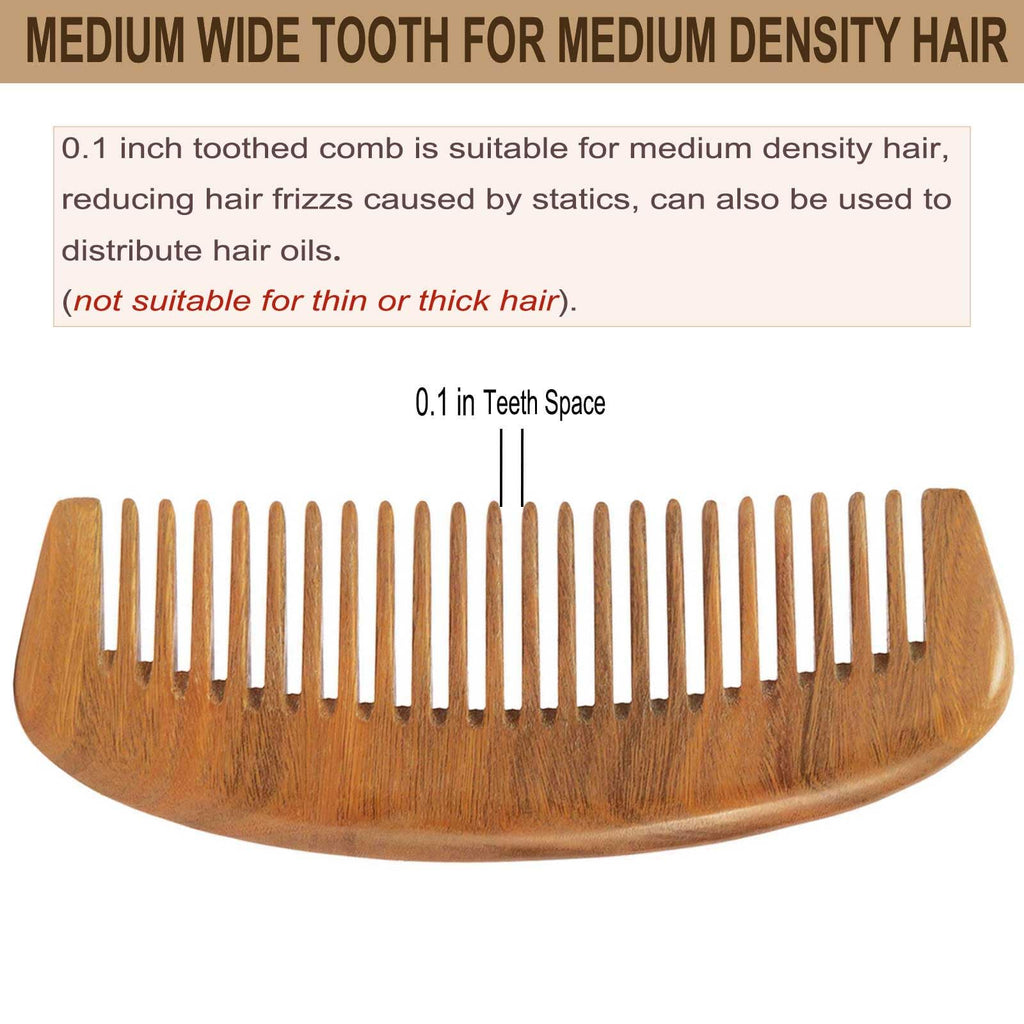 Moreinday 2 Pack Wooden Comb, Beard Comb for Men, Hair Combs for Women
