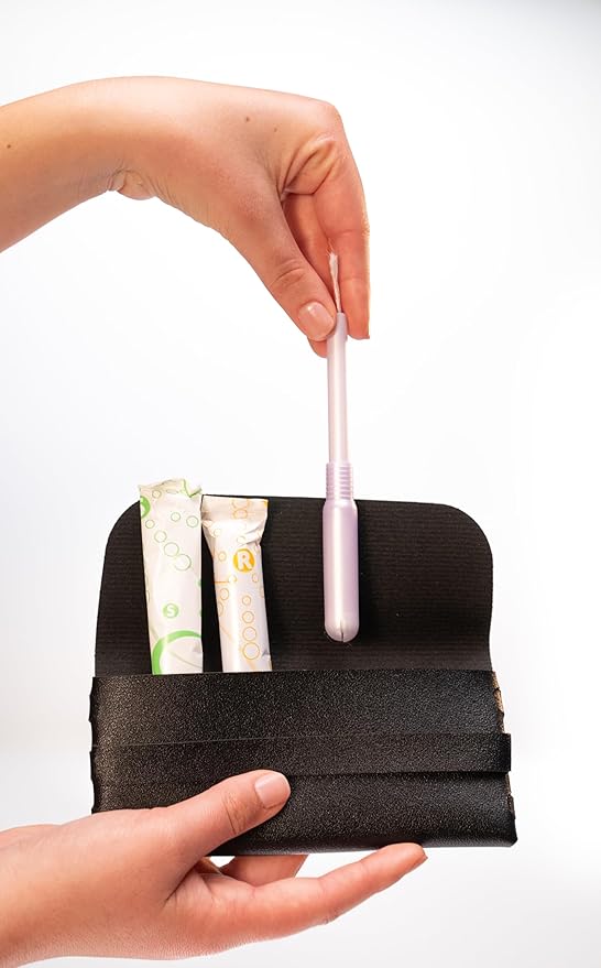 TAMPONCASE Travel Tampon Case, Compact and Discreet Tampon Organizer, Portable Storage Pouch for Feminine Hygeine Products, Ideal for Purse, Gym Bag, or Travel (Black)