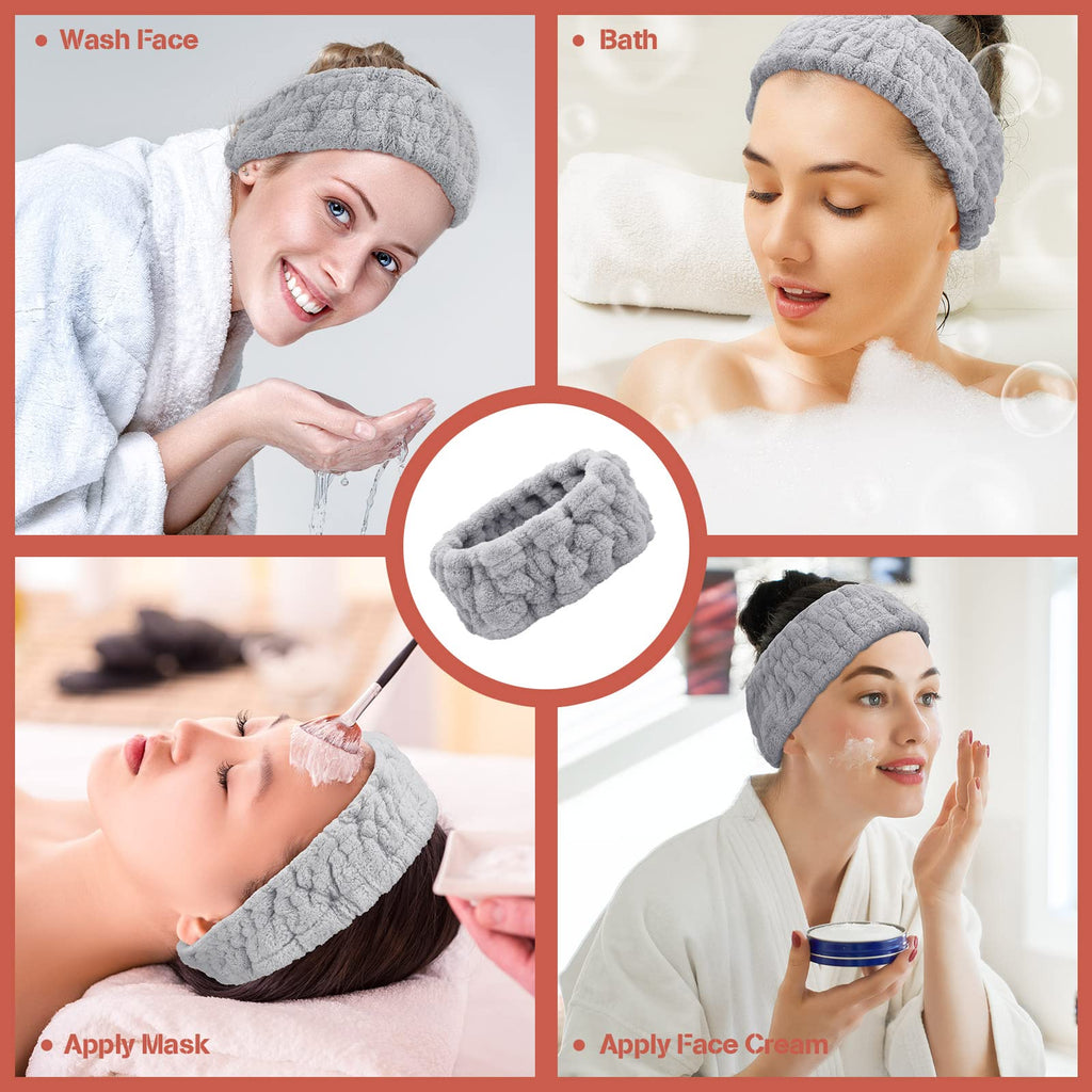 Chuangdi 3 Pcs Facial Makeup Headband,Gray