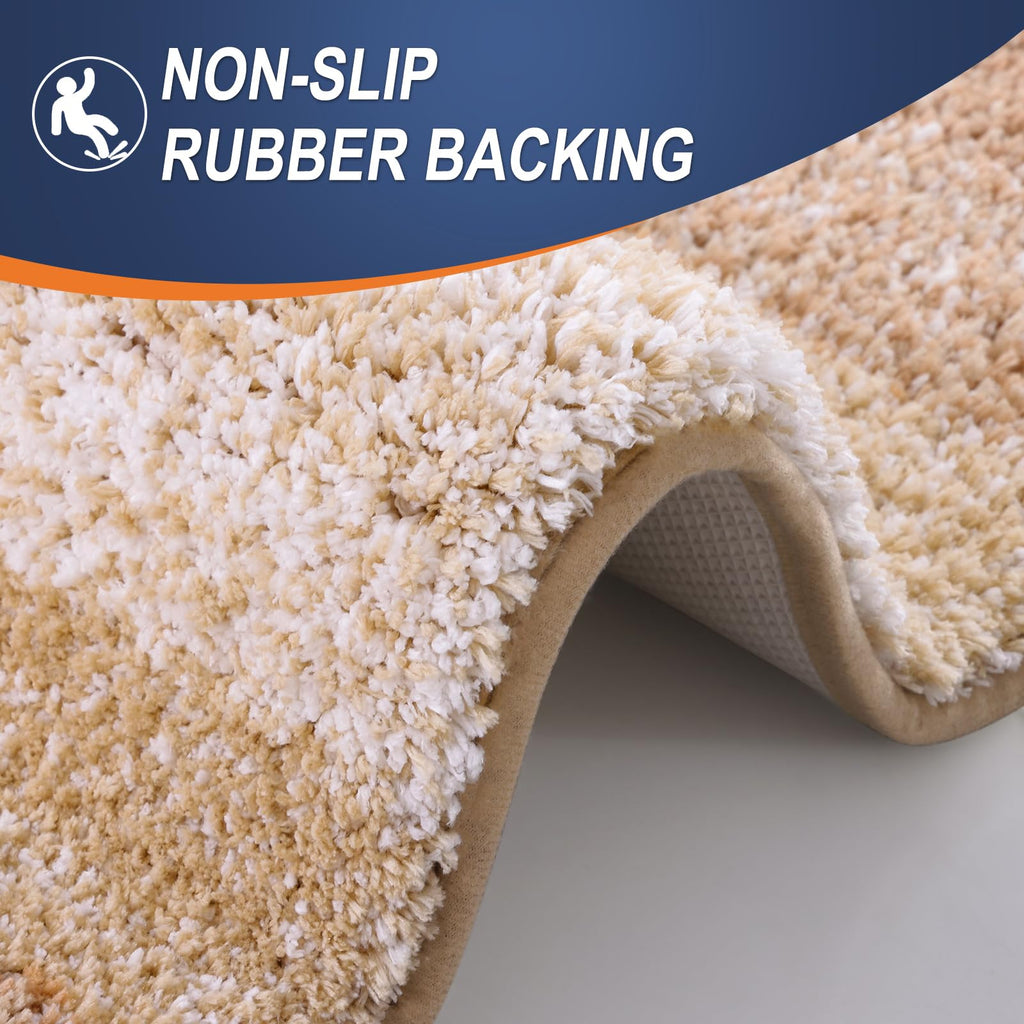 OLANLY Micorfiber Bathroom Rug Set 2 Piece, 24"x16"+U-Shaped 24"x20"