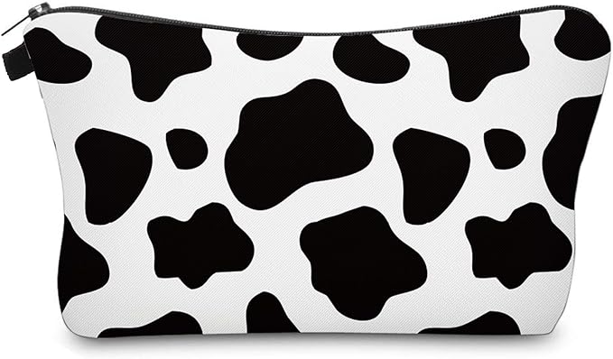 Aiphamy Cute Travel Makeup Bag Cosmetic Bag Small Pouch Gift for Women (Cow Print)
