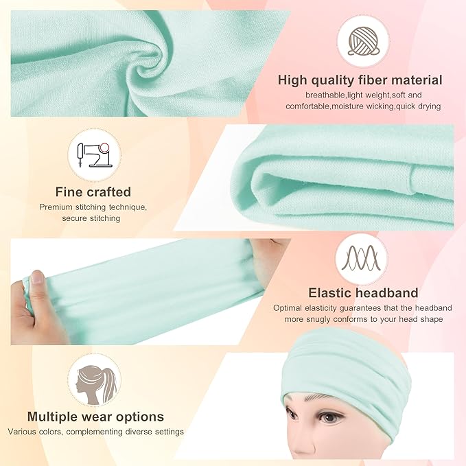 DiyJibb Headbands for Women, 7PCS Wide Cloth Hair Bands for Workout, Yoga, Skincare & Daily Wear, Soft & Stretchy