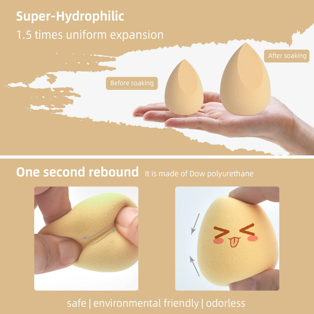 COSTICA Makeup Sponge, 4 Pcs Beauty Blender for Foundation Blending Sponge, Multi-colored Makeup Blender with Storage Box, Flawless for Liquid Cream and Powder