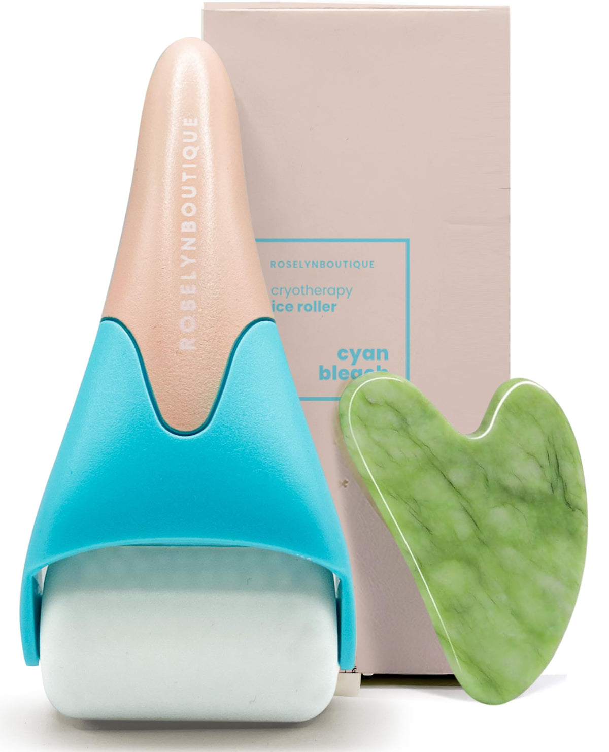 ROSELYNBOUTIQUE Ice Roller for Face Wrinkles Fine Lines Puffiness Stick Massager Facial Skin Care Tools Self Care Gifts for Men Women (Cyan Bleach)