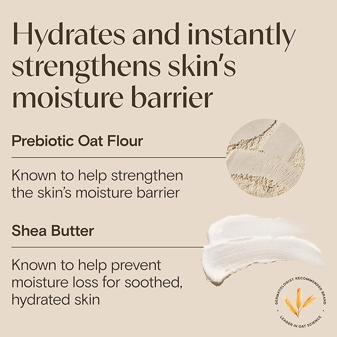 Aveeno Daily Moisturizing Cream Face, Hand, Body Moisturizer with Prebiotic Oat & Shea Butter, for Normal to Dry or Sensitive Skin, Hydrates for 48 Hours, Fragrance-Free & Non-Comedogenic, 7.5 Fl Oz
