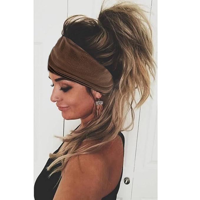 Boho Headbands For Women Fashion Stretch Wide Hair Bands Knoted Turban Head Bands Yoga Running Sweatband Elastic Headband Stylish Wrap Headbands Hair Accessories for Teen Girls 4 Pack