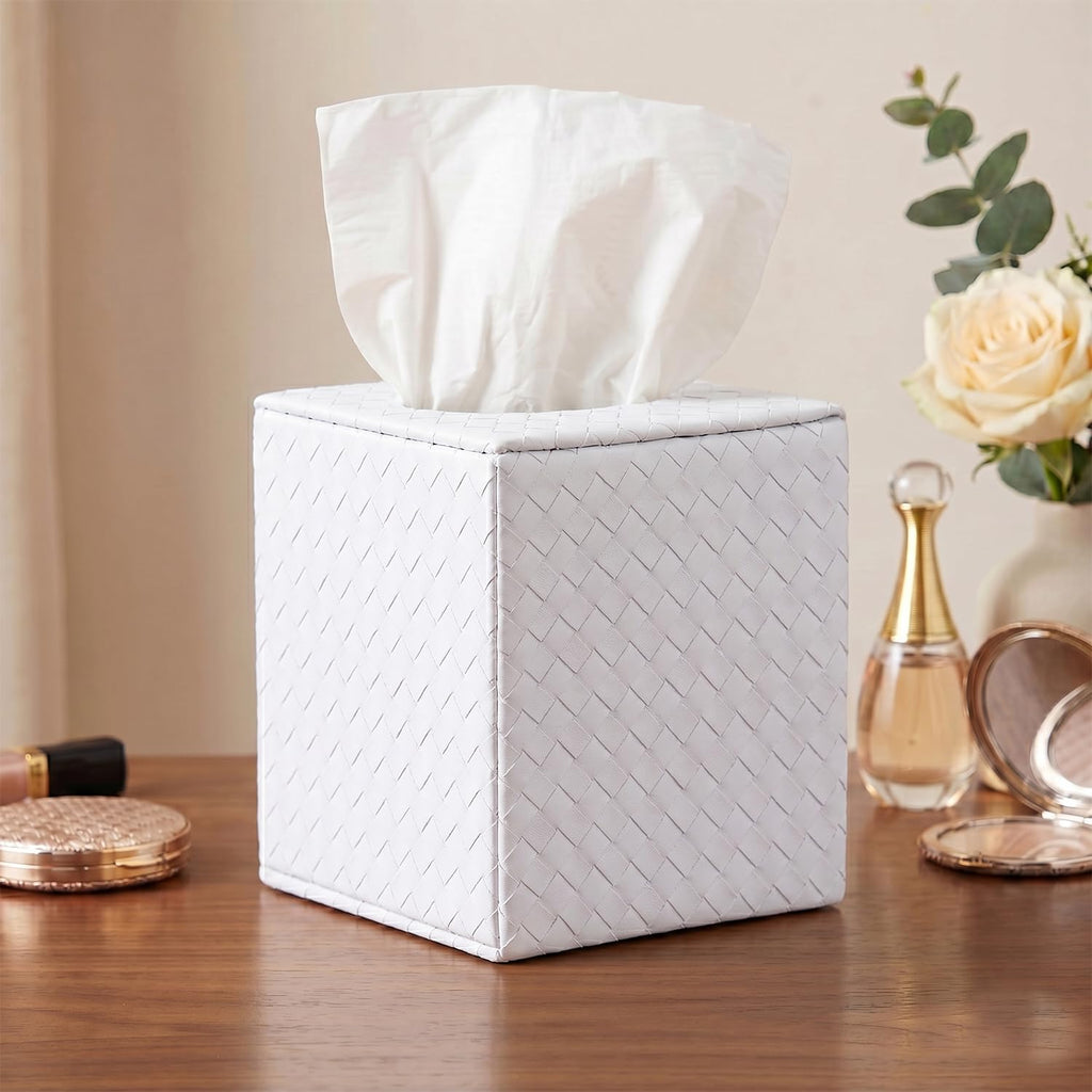 Tissue Box Cover Square,White Tissue Holder for Bathroom Accessories,Bathroom