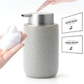 GIRLUFO Gray Foaming Soap Dispenser,Ceramic Foam Dispenser with Silver Plastic Pump for Bathroom&Kitchen,12oz Refillable Foaming Dispenser
