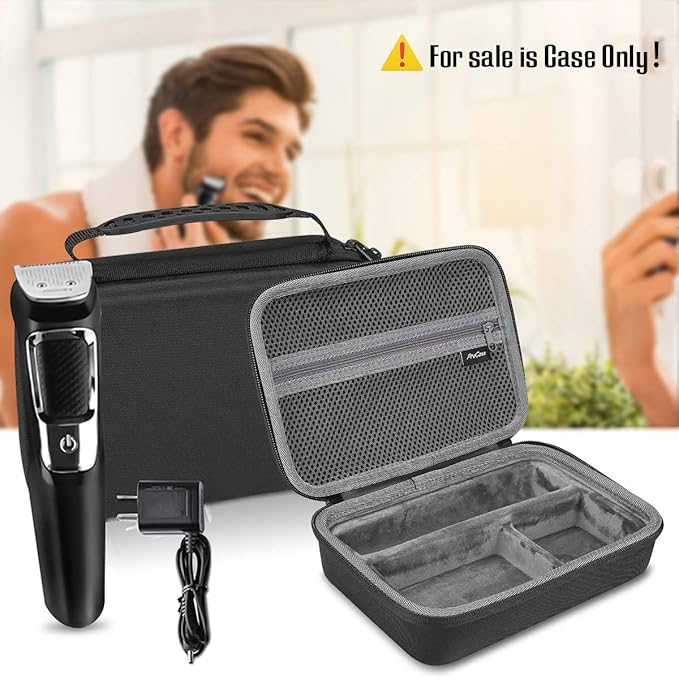 ProCase Hard Travel Case for Norelco Multigroom Series 3000 5000 7000 MG3750 MG5750/49 MG7750/49 Men's Electric Trimmer Shaver and Attachments -Black
