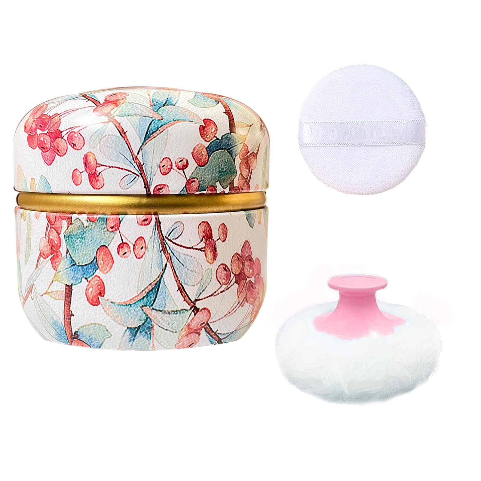Qopoto Body Powder Puff and Container for Dusting Powder (Ormosia)