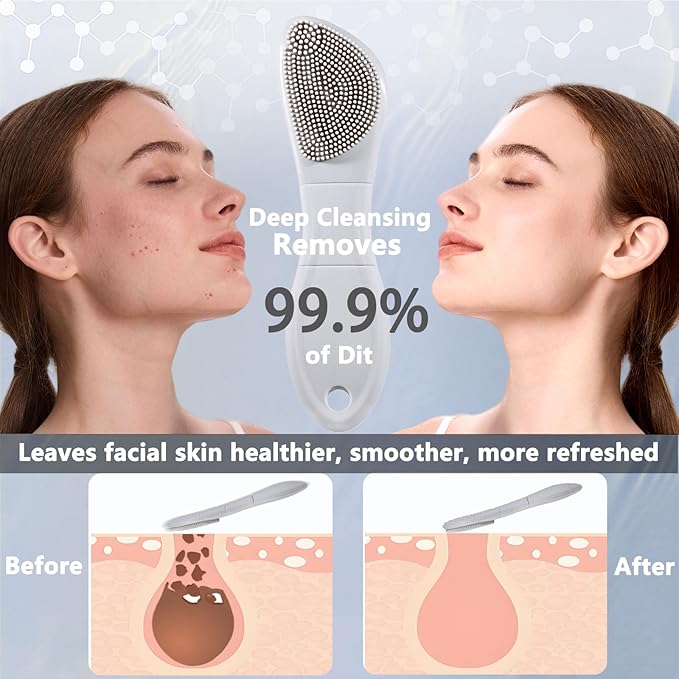 PeaKalo Silicone Face Scrubber Black Head Remover for Face- Appliances for Removing Make-up for Deep Cleansing Blackhead Remover Tools Face Spatula Makeup Removal Washing Brushes Pore Cleaner (Gray)