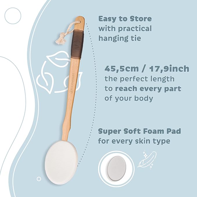 Lilienfeldt Bamboo Back Brush - Eco-Friendly Long Handled Lotion Applicator - Moisturizing - SKIN CLEANING BRUSH