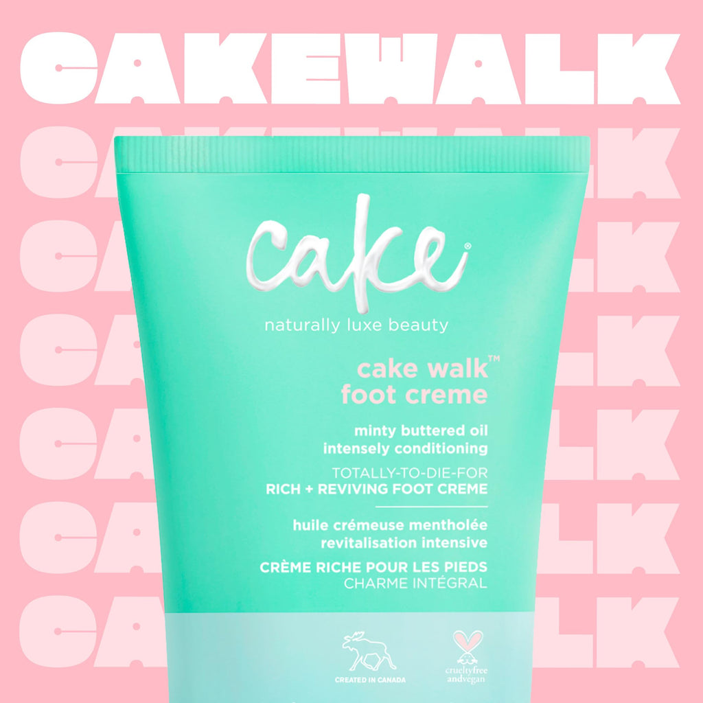 Cake Beauty Nourishing Foot Cream, The Cake Walk - Nourishes, Conditions & Soothes Tired Heels and Feet - Rich & Reviving Triplemint Scent - Cocoa Butter, Almond & Avocado Oil - 3.5 Oz / 100 g
