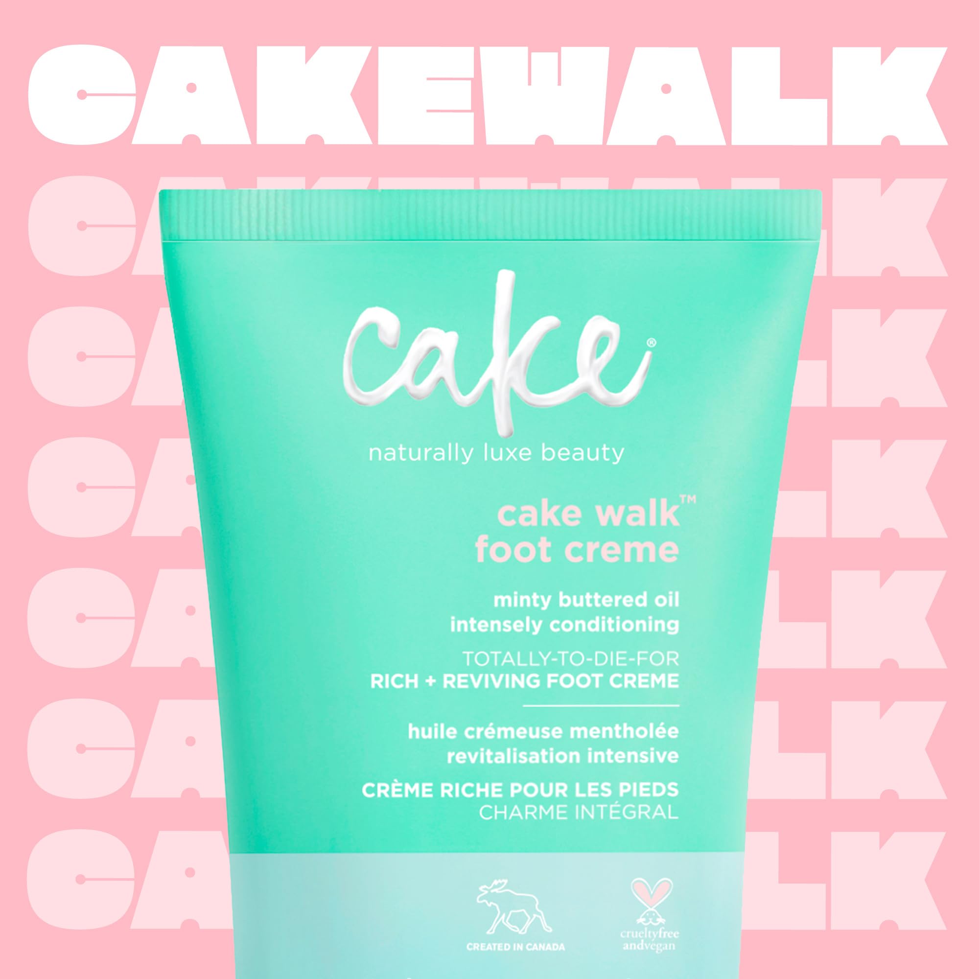 Cake Beauty Nourishing Foot Cream, The Cake Walk - Nourishes, Conditions & Soothes Tired Heels and Feet - Rich & Reviving Triplemint Scent - Cocoa Butter, Almond & Avocado Oil - 3.5 Oz / 100 g