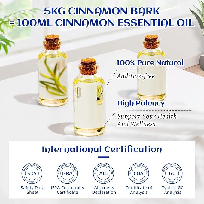 HIQILI Cinnamon Essential Oil for Spray, Skin Care, Diffuser