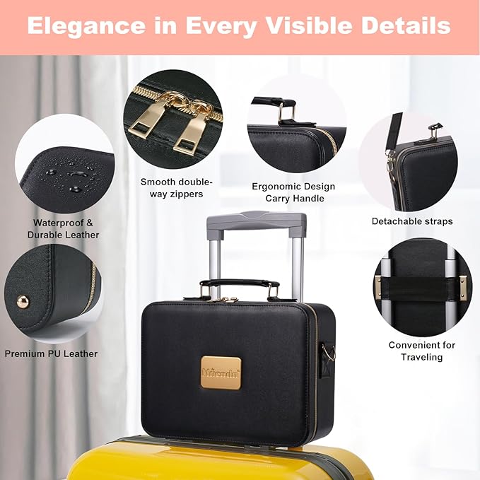 Mocado Travel Makeup Bag with Mirror Makeup Case with Brushes Dividers