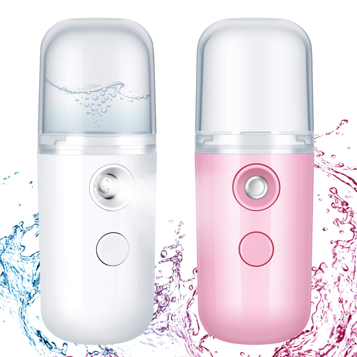 Honoson 2 Pack Nano Facial Mister Portable Sprayer(Black and Blue)