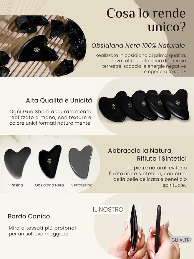 Rena Chris Gua Sha Facial Tools, Black Obsidian Guasha Tool for Acupuncture, Manual Massage Tool for Jawline Sculpting and Puffiness Reducing, Gua Sha Facial Tool with Silicone Case (Onyx Black)