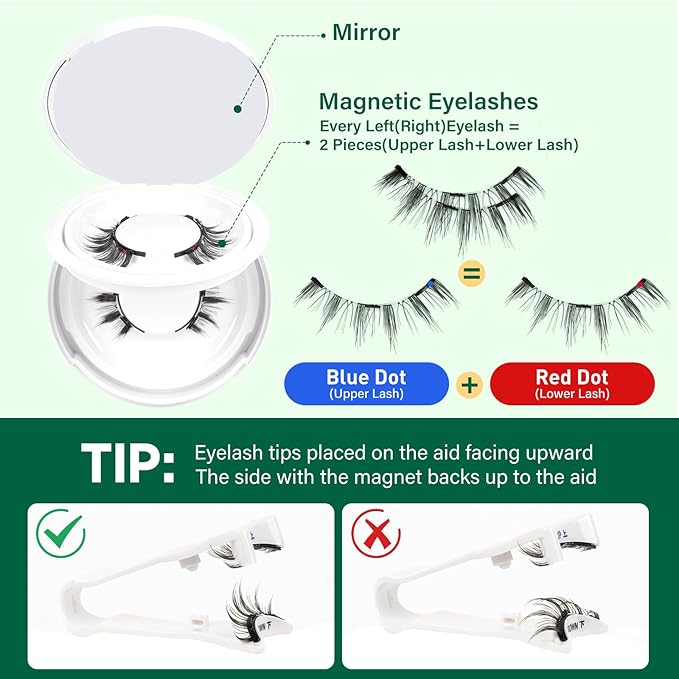 KEYYOU Reusable Magnetic Eyelashes 2 Pair with Applicator No Glue Needed 3D Natural Magnetic Lashes, Easy to Apply & Long Lasting for Daily Use & Events(A04+A04)