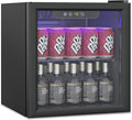 Erivess Compact Beverage Refrigerator,60 Can/1.3 Cubic Feet Fridge with Glass Front Door for Soda, Beer or Wine, Under Counter Small Refrigerator with Adjustable Shelve & Digital Display