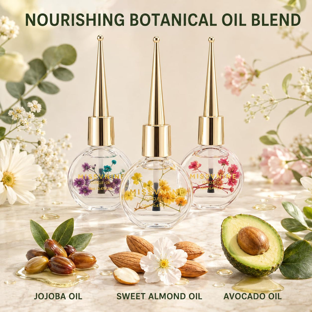 MISSVNINE Cuticle Oil Set for Nails, 6 Floral Nail Oils, 14 mL Each