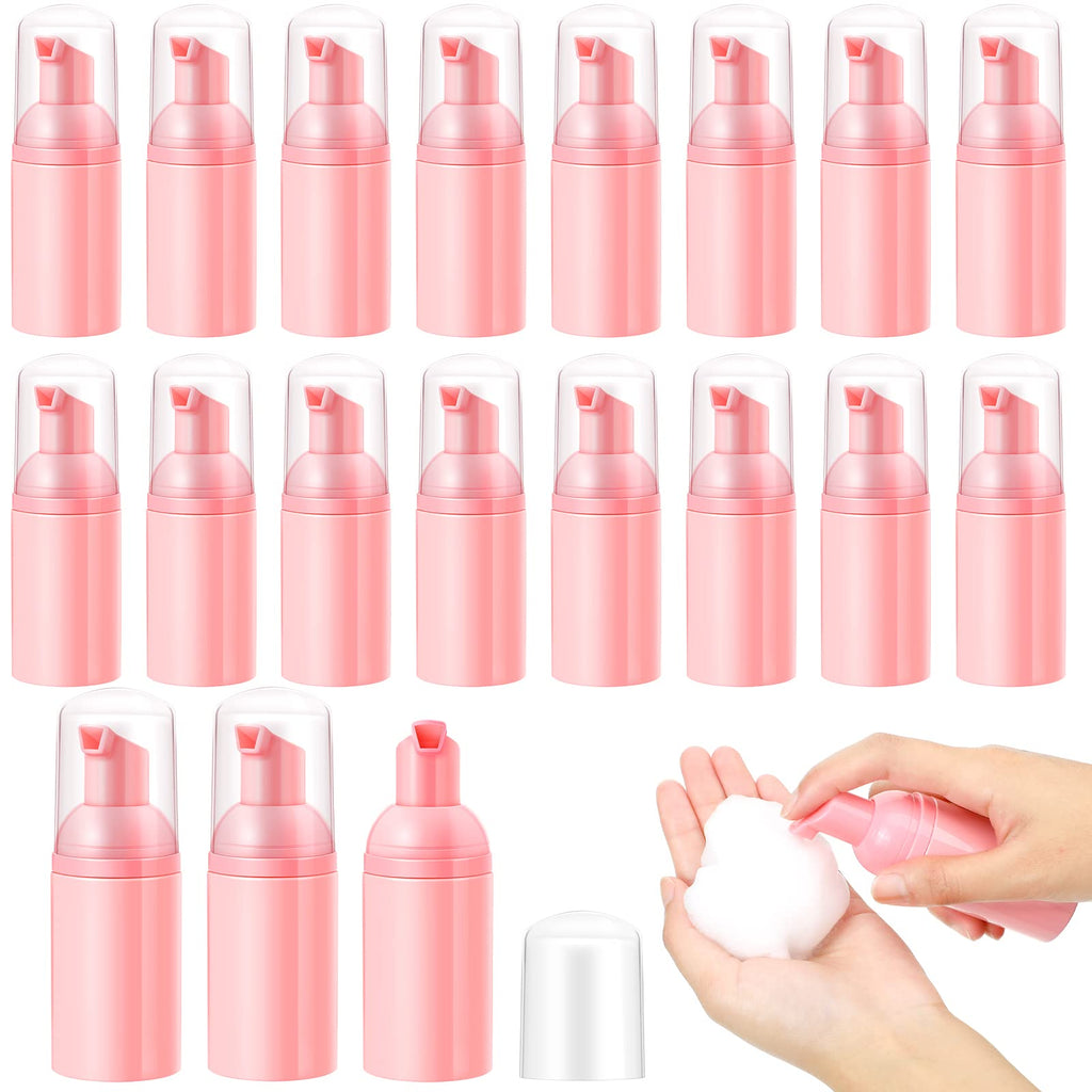 24 Pcs Foam Pump Bottles 1 Oz/ 30 ml Plastic Mini Empty Dispenser Travel Soap Foaming Bottles for Refillable Hand Sanitizer Lash Shampoo(Pink)