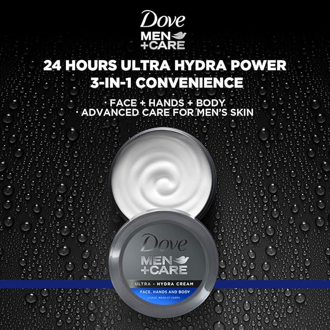 Dove Men+Care Ultra Hydra Cream, Face, Hands and Body care, All Skin Types, 5.07 Oz