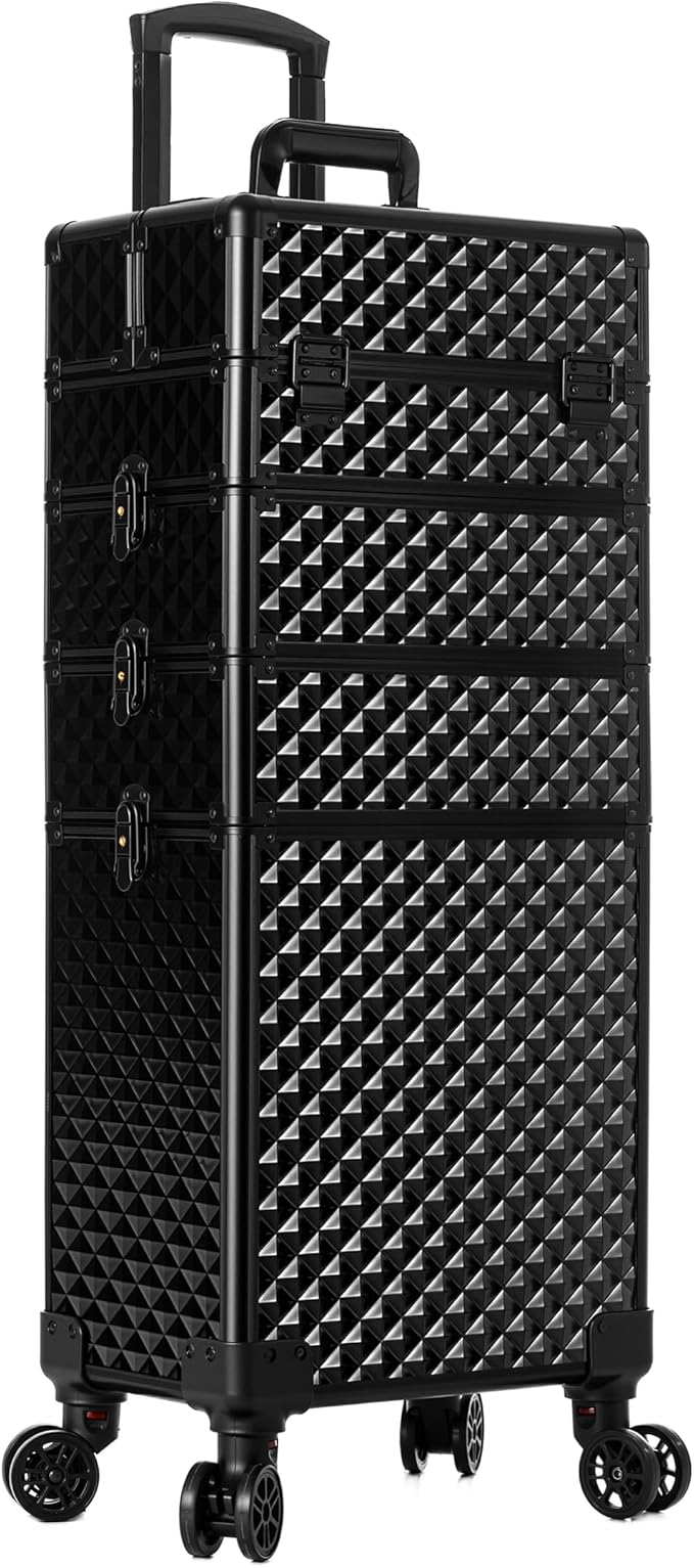 AROUS Rolling Train Makeup Case Cosmetology Case on Wheels, Black