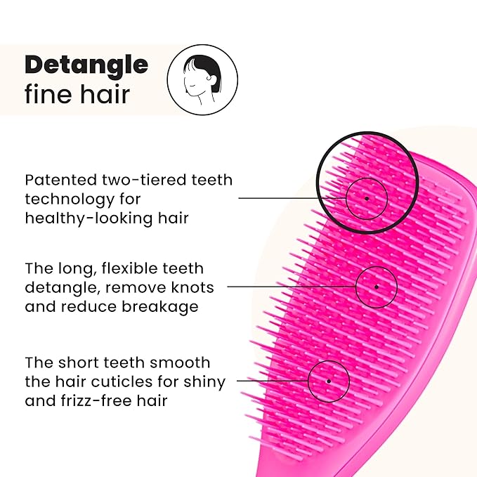 Tangle Teezer Fine Ultimate Detangler Brush for Fine Hair, Runway Pink