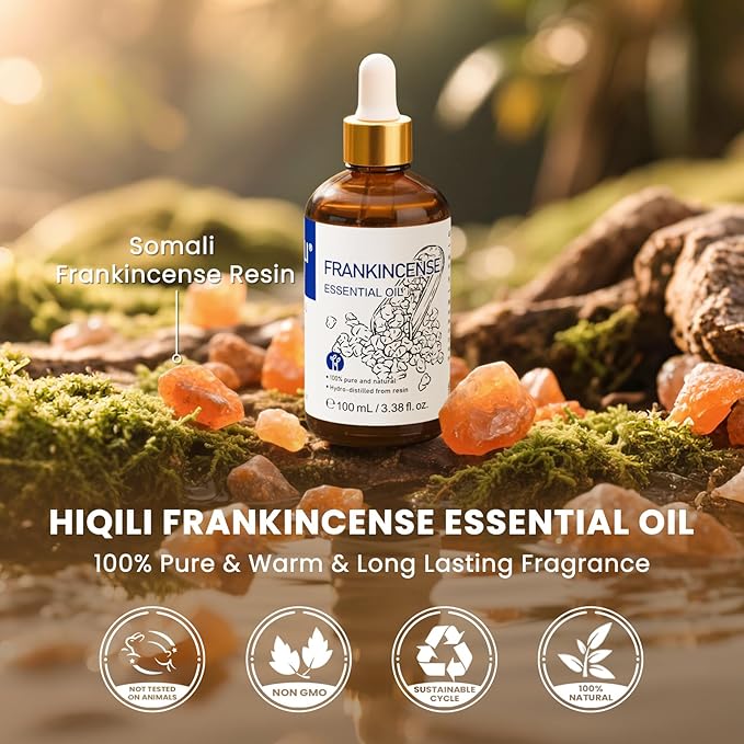 HIQILI Frankincense Essential Oil for Skin Care, Muscle & Knee Massage