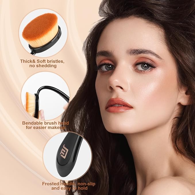 Foundation Brush for Liquid Makeup, Professional Makeup Brush for Seamless Liquid, Cream, and Powder Application Ultra-Soft, Dense, and Cruelty-Free Synthetic Bristles for Streak-Free Blending