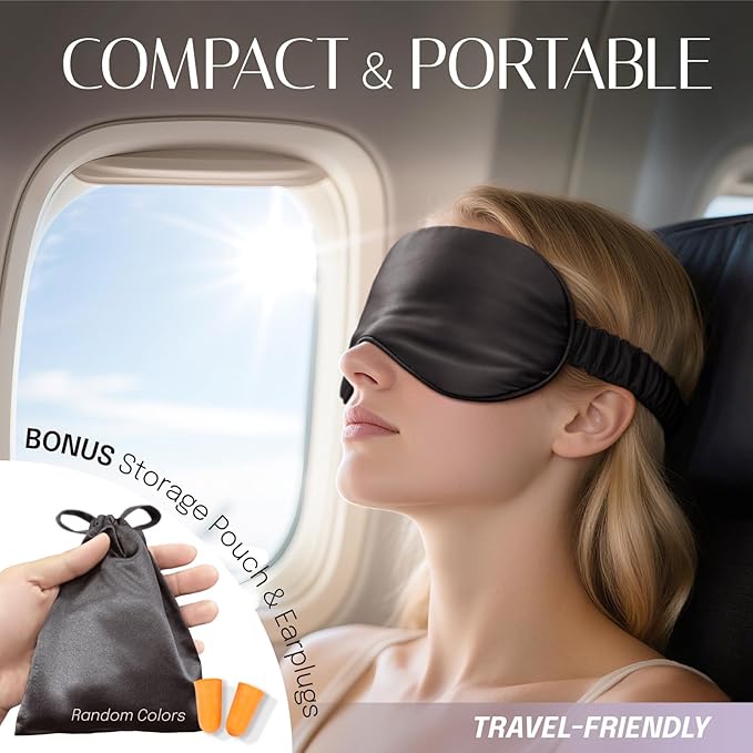 OLESILK Silk Sleep Mask Eye Mask Blindfold with Double Layer Silk Filling and Elastic Strap for Full Night's Sleep, Travel and Nap, Soft Eye Cover Eyeshade with Luxury Bag and Ear Plugs, Red