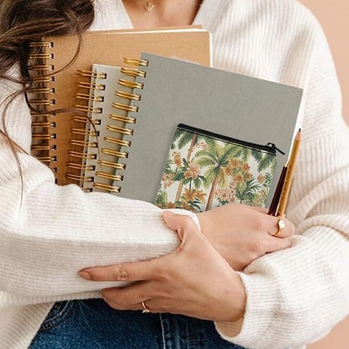 Novelty Printed Coconut Tree Period Pouch Waterproof Sanitary Pad Holder for Women Convenient Period Organizer for Work Daily