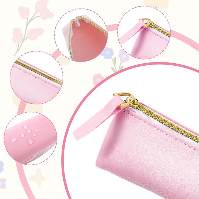 Tucnoeu 2pcs Small Leather Pouch Mini Cosmetic Bag for Purse Small Make Up Bag with Zipper Portable Cosmetic Organizer for Women and Girls