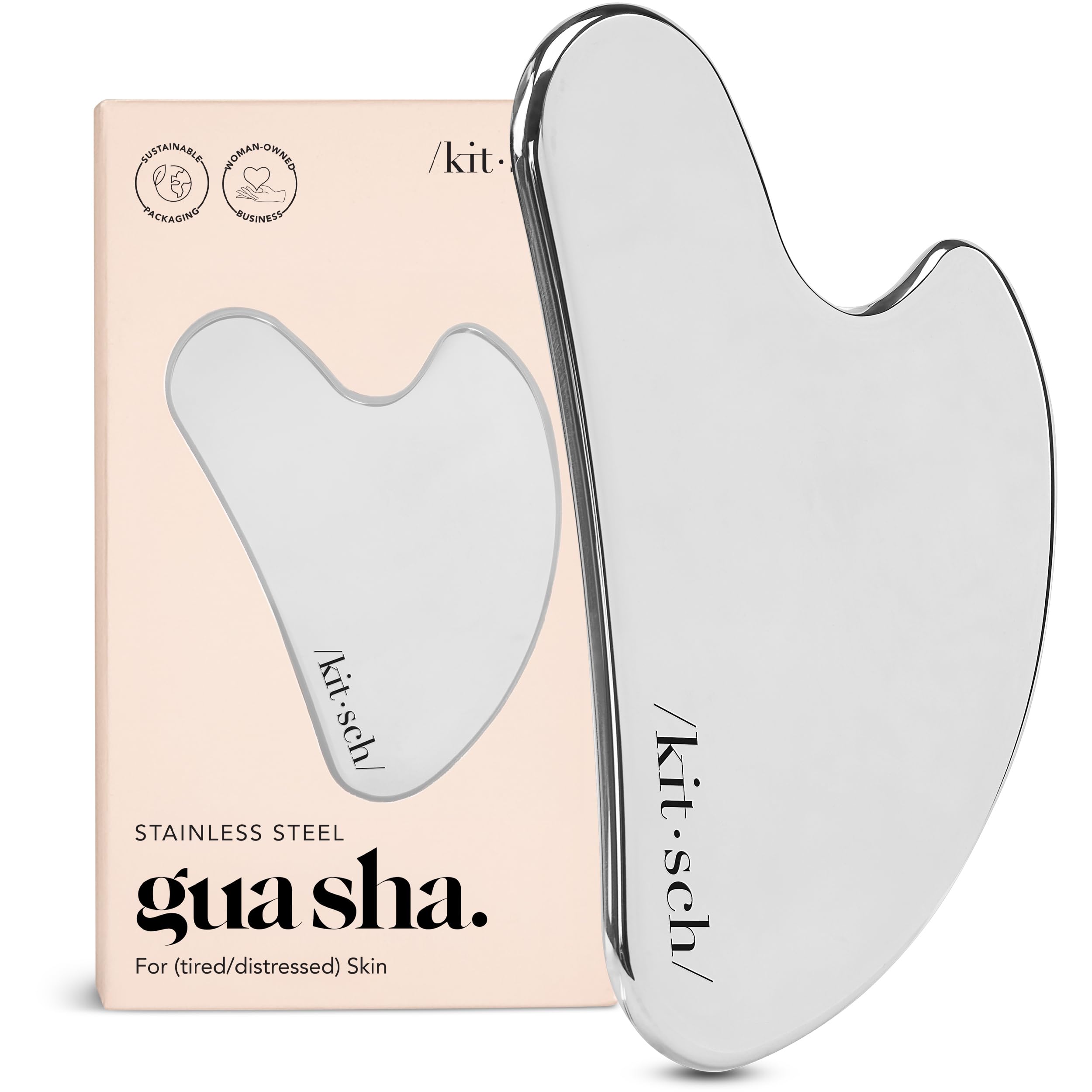 Kitsch Stainless Steel Guasha Tool for Face - Silver