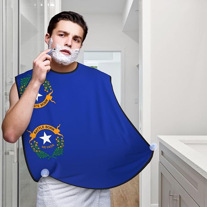 Nevada State Flag Print Beard Bib Apron For Men, Beard Hair Catcher For Men Shaving Trimming,Beard Cape Cloth