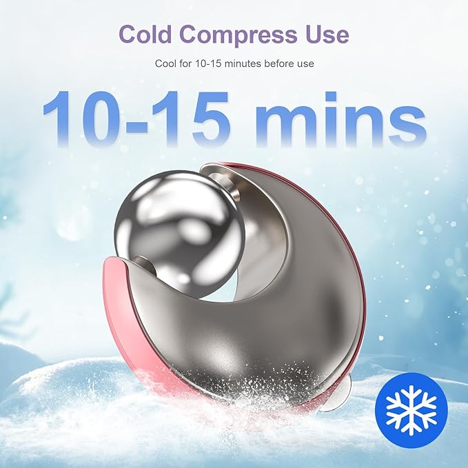 Vcycal Facial Roller for Puffy Eyes, Ice Globes for Face 360° Rotating Eye Cream Applicator Tool Ice Roller for Face and Eyes, Durable Cold Facial Globes for Skin Care Pink