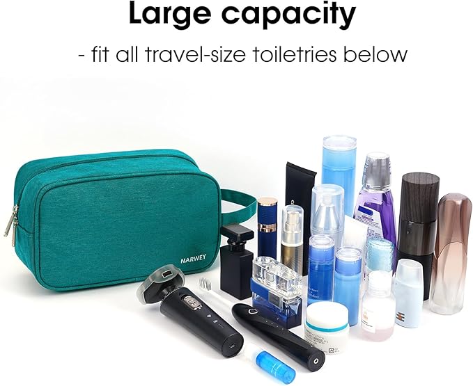 Narwey Travel Toiletry Bag for Women Traveling Dopp Kit Men Travel Bag for Toiletries Cosmetic Bag Makeup Bag Medicine Bag for Traveling (Teal)