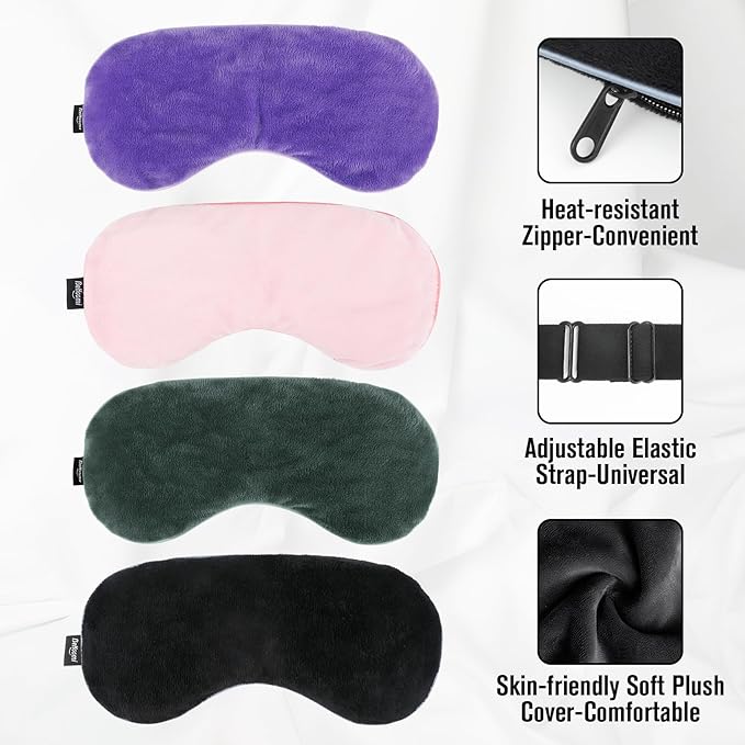 BeHoomi Heated Eye Mask, Weighted Sleep Mask Warm Compress for Eyes, Cooling Eye Mask for Sleeping, Reusable Eye Masks for Home, Office, Hot and Cold for Eye Relaxation, Gifts for Women (Black)