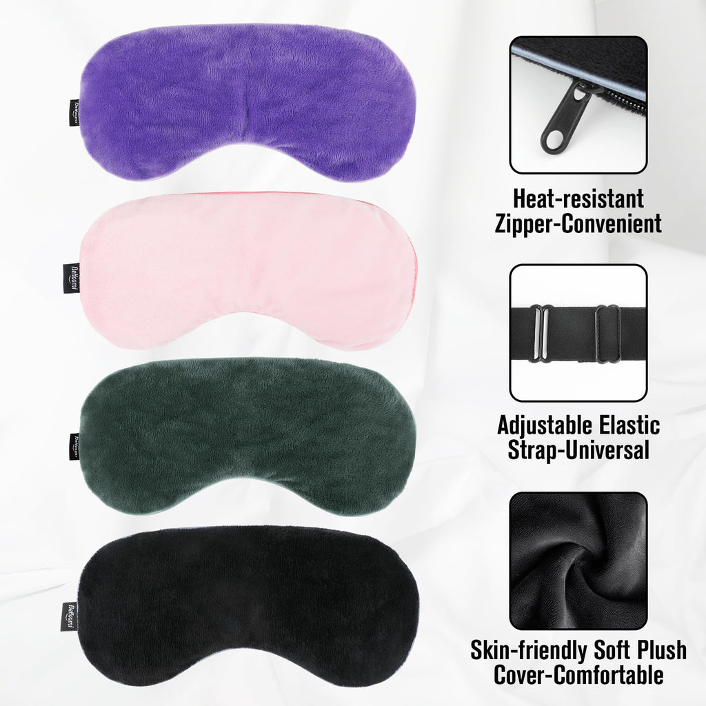 BeHoomi Heated Eye Mask, Weighted Sleep Mask Warm Compress for Eyes, Cooling Eye Mask for Sleeping, Reusable Eye Masks for Home, Office, Hot and Cold for Eye Relaxation, Gifts for Women (Black)